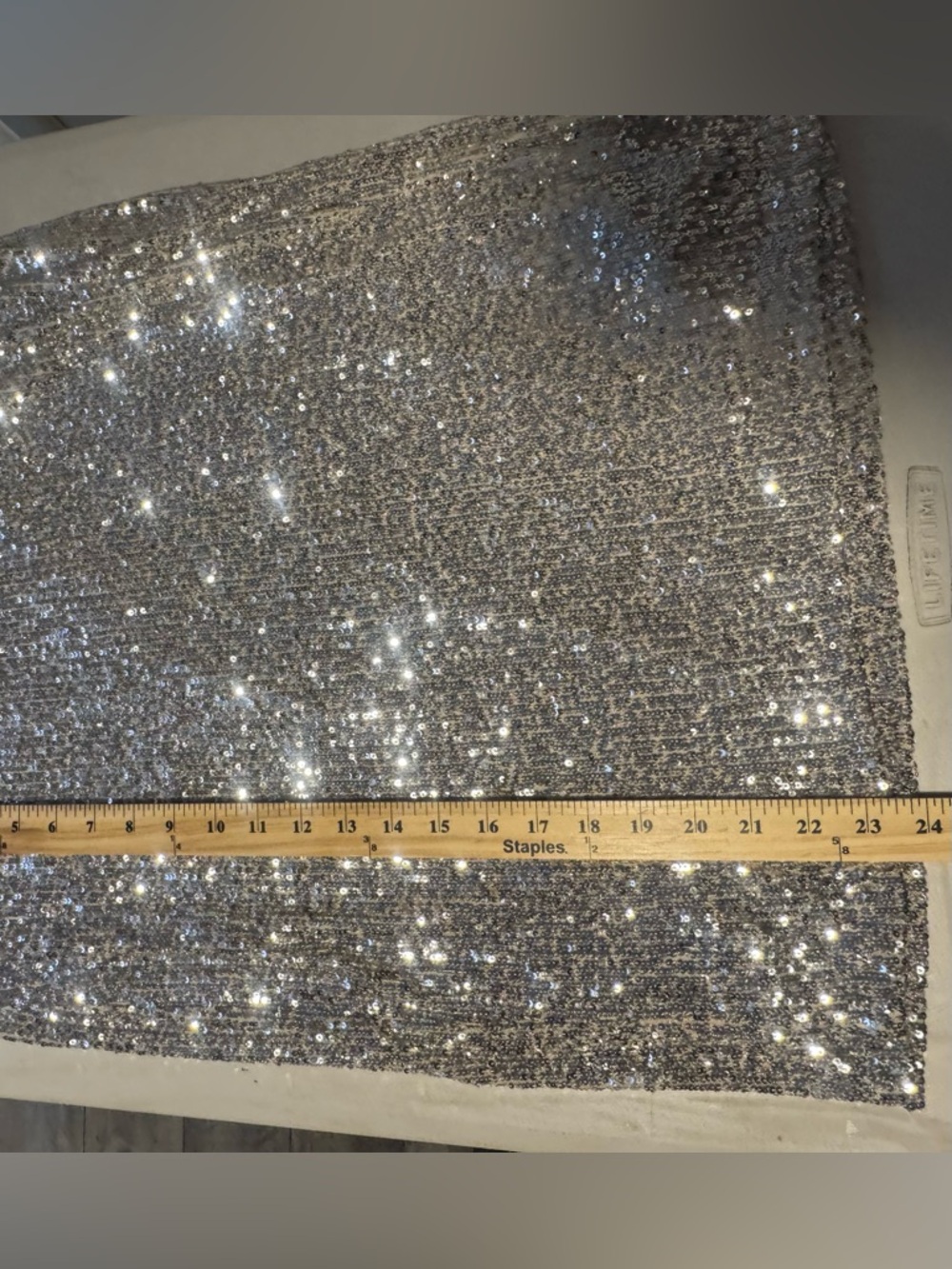 Cable & Gauge Silver Sequin Pencil Skirt Midi Stretch Lined - Picture 6 of 9